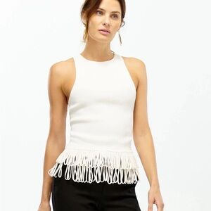 White House Black Market White Fringe Tank Top